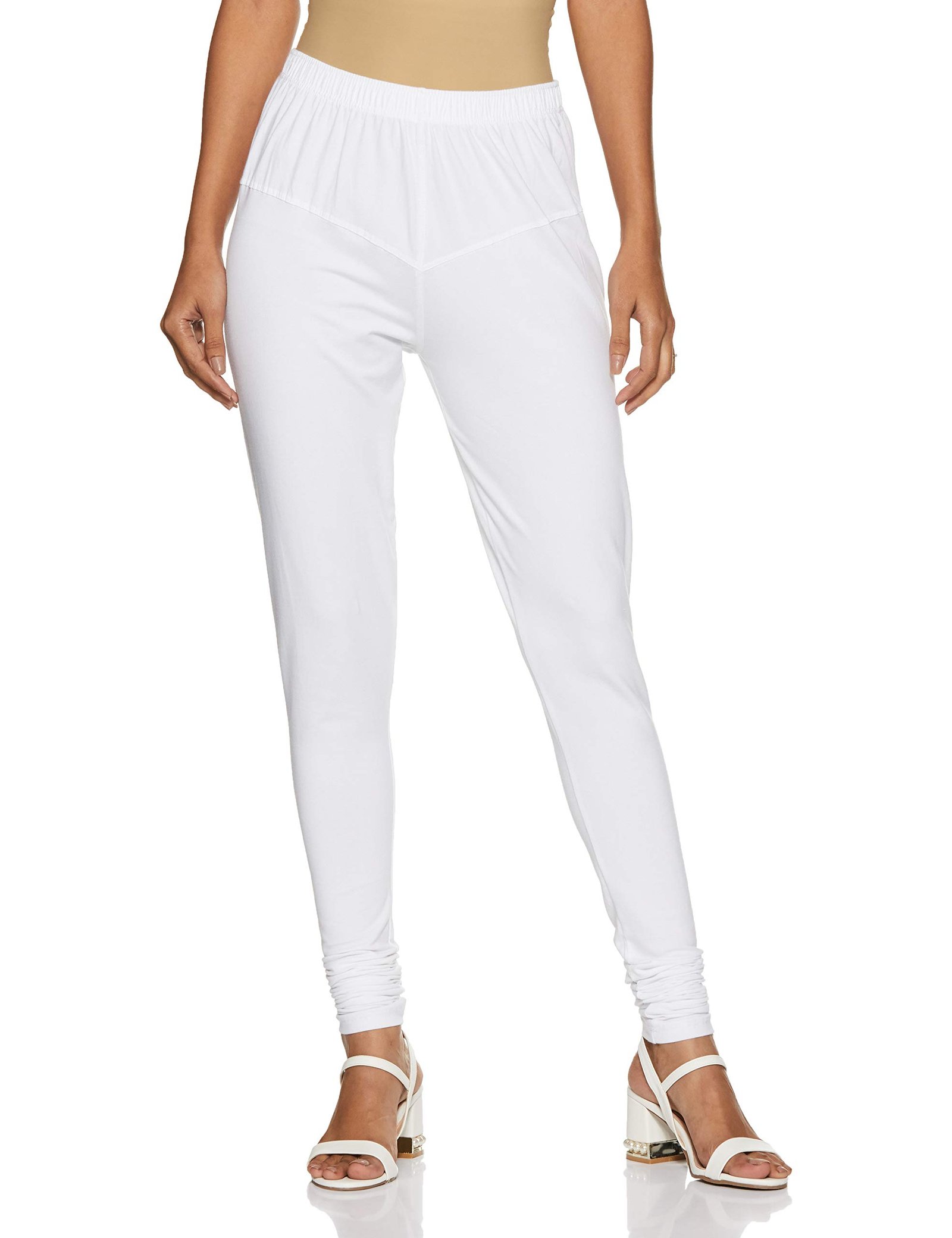Lyra Women’s White Skinny Fit Churidar Leggings