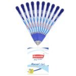 Reynolds RACER GEL Pen SET – 10 BLUE PENS WITH COMFORTABLE GRIP | BLUE GEL PENS FOR WRITING | PEN FOR STUDENTS & OFFICE STATIONERY | 0.5 mm TIP SIZE