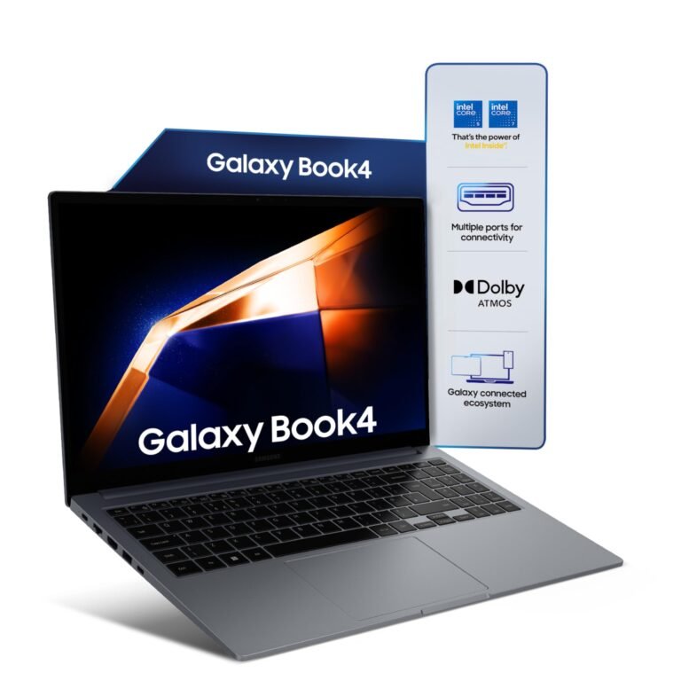 Samsung Galaxy Book4 (Gray, 16GB RAM, 512GB SSD)| 15.6″ Full HD Screen| Intel i5 14th Gen 120U Processor| Windows 11 Home| MS Office 2021| Fingerprint Reader| Intel Iris XE Graphics| RJ45 LAN Port