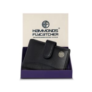 HAMMONDS FLYCATCHER Genuine Leather Card Holder Wallet for Man & Women, RFID Protected ATM/Credit Card Holder Wallet for Men with 18 Slots, Gift for Men, Father, Husband, Boyfriend – Super Black