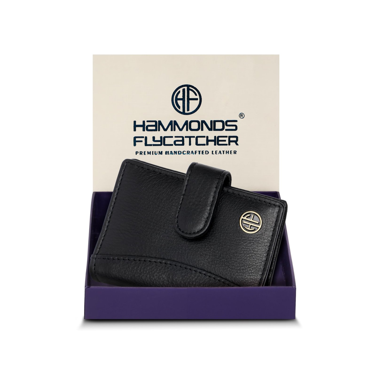 HAMMONDS FLYCATCHER Genuine Leather Card Holder Wallet for Man & Women, RFID Protected ATM/Credit Card Holder Wallet for Men with 18 Slots, Gift for Men, Father, Husband, Boyfriend – Super Black