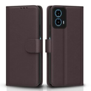 Pikkme Flip Cover for Motorola Moto G34 5G/ G45 5G | Leather Finish | Shockproof with Card Pockets & Wallet Stand | Ultimate Protection Case(Coffee)