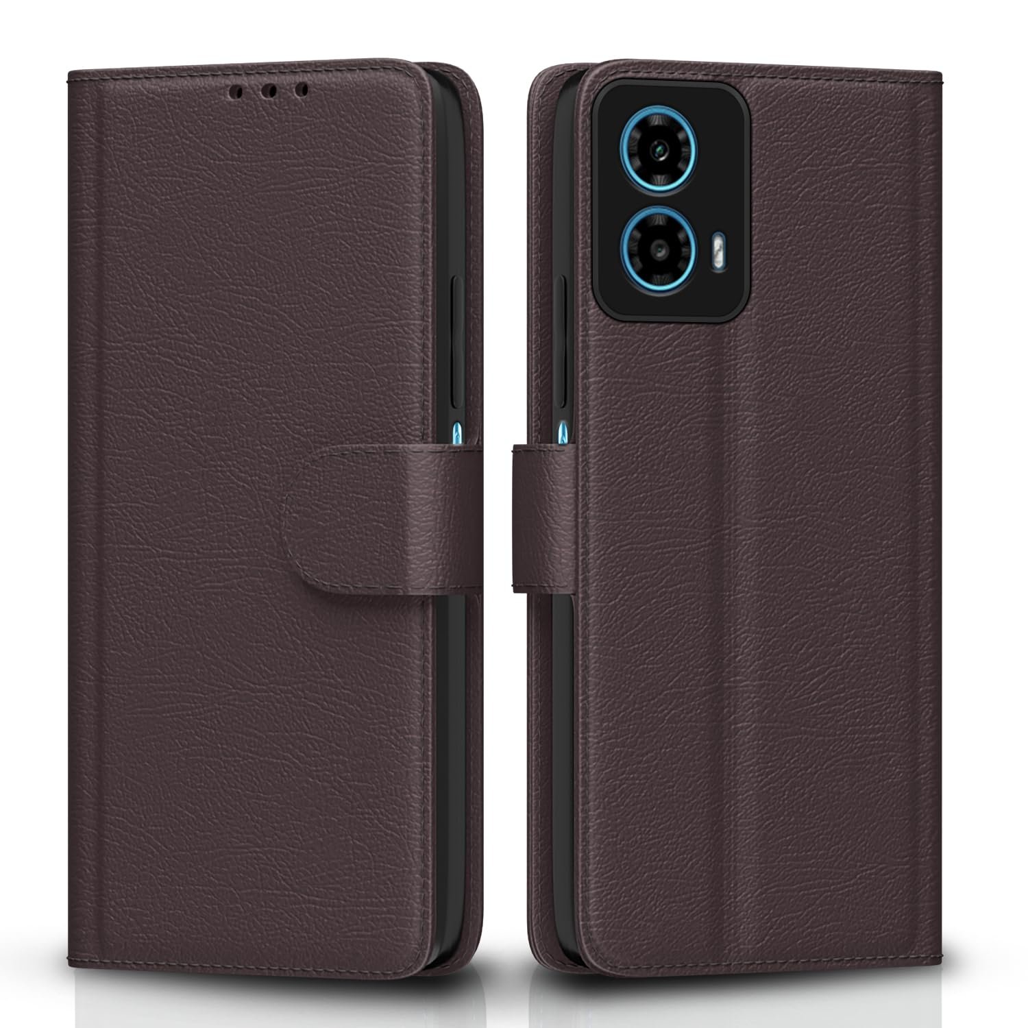 Pikkme Flip Cover for Motorola Moto G34 5G/ G45 5G | Leather Finish | Shockproof with Card Pockets & Wallet Stand | Ultimate Protection Case(Coffee)