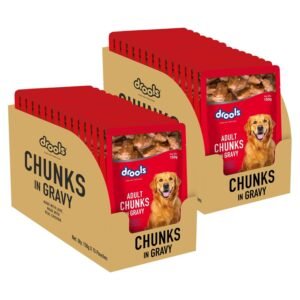 Drools Adult Wet Dog Food 4.5 kg (150g X 30) Pack of 30 | Real Chicken and Chicken Liver Chunks in Gravy | Better Digestibility and Health | Healthy Bones & Stronger Teeth