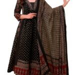 KLOSIA Women’s Rayon Printed Anarkali Kurta and Pant with Dupatta Set