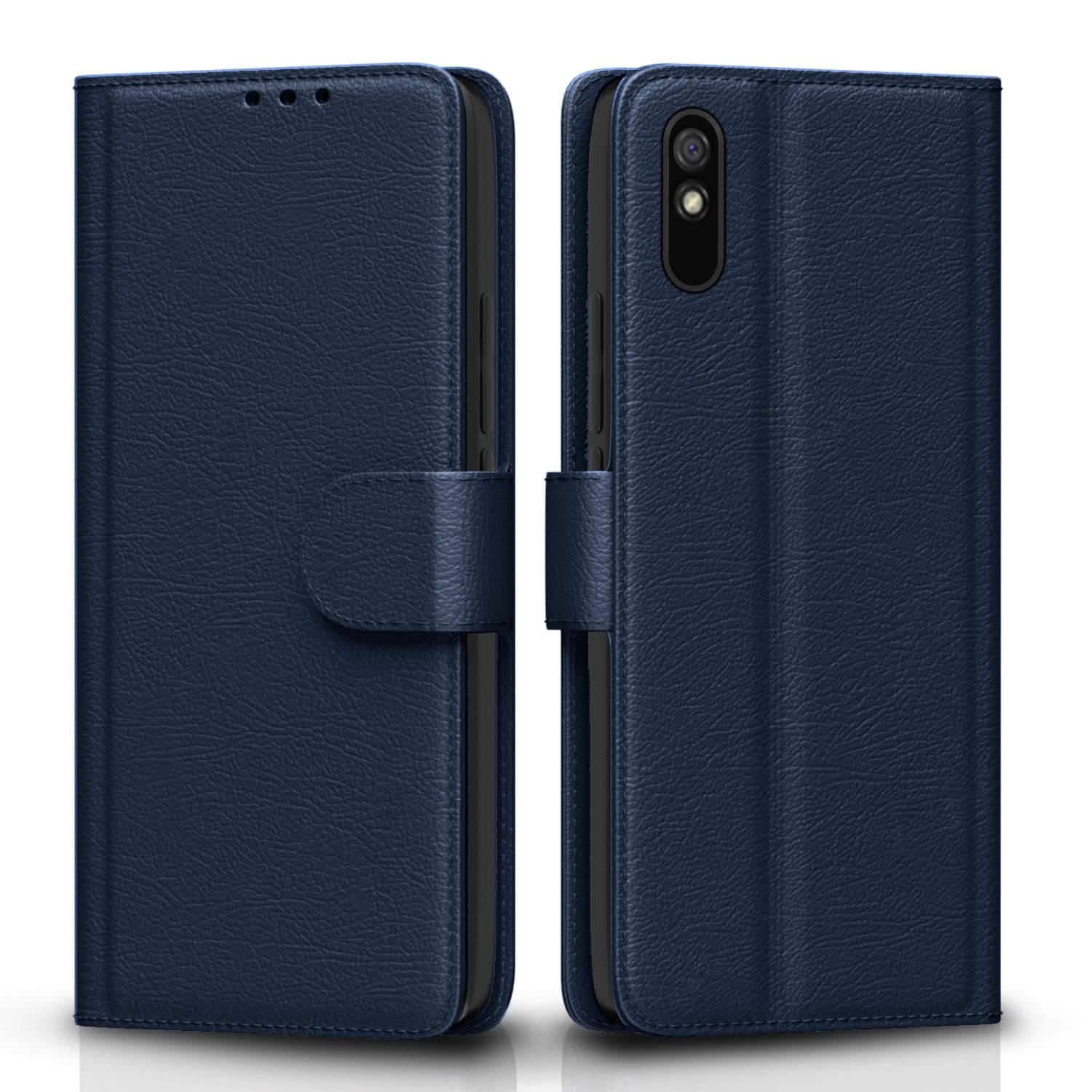 Pikkme Flip Cover Leather Finish | Inside TPU with Card Pockets | Wallet Stand and Shock Proof | Complete Protection Flip Case for Redmi 9A / 9i / 9A Sport(Blue)
