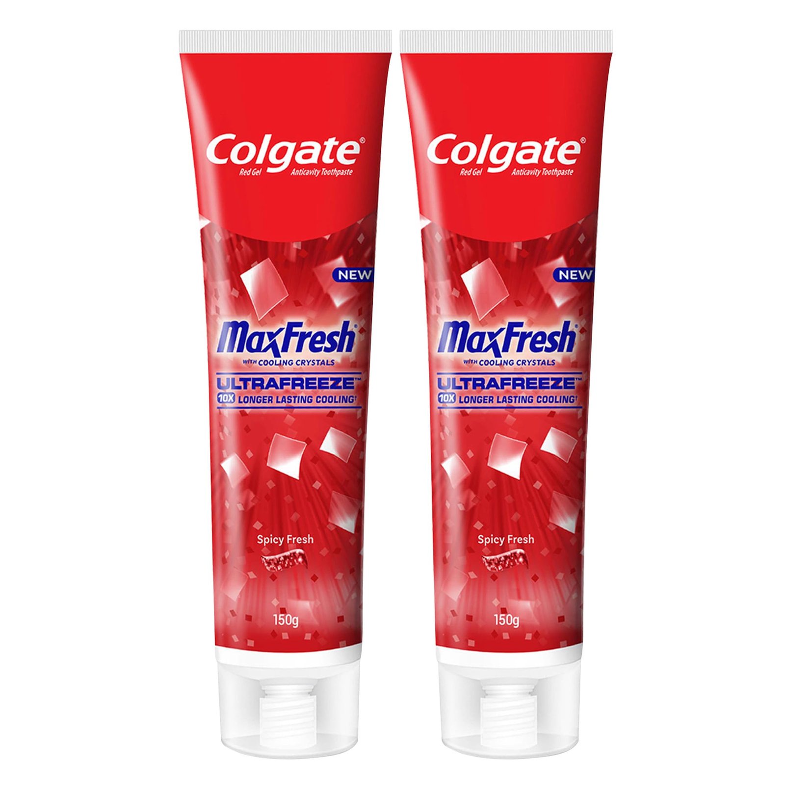 Colgate Max Fresh Toothpaste, Red Gel Paste with Menthol For Tooth Decay Prevention, Cavity Protection, Gum Protection, Whitening, Eliminates Bad Breath (300g, 150g X 2, Spicy Fresh, Saver Pack)