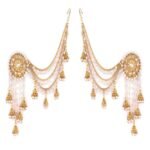 Shining Diva Fashion Latest Stylish Fancy Gold Plated Bahubali Traditional Jhumka Jhumki Ear Chain Earring for Women & Girls (9611er)