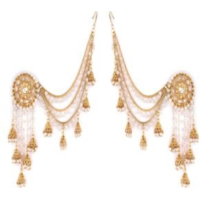 Shining Diva Fashion Latest Stylish Fancy Gold Plated Bahubali Traditional Jhumka Jhumki Ear Chain Earring for Women & Girls (9611er)