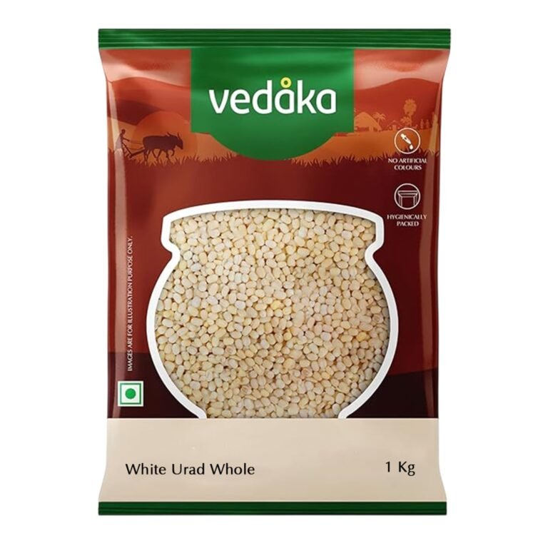 Amazon Brand – Vedaka Unpolished White Urad Whole | 1 Kg | Richest Sources of Protein | No Cholesterol & No Added Additives