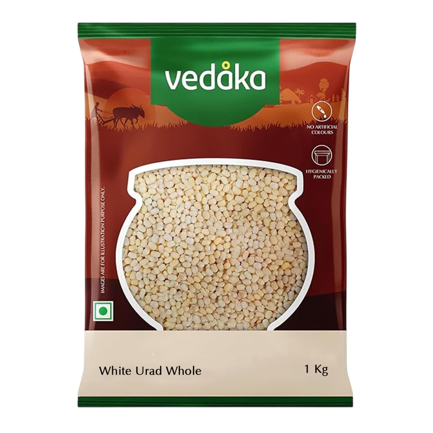 Amazon Brand – Vedaka Unpolished White Urad Whole | 1 Kg | Richest Sources of Protein | No Cholesterol & No Added Additives