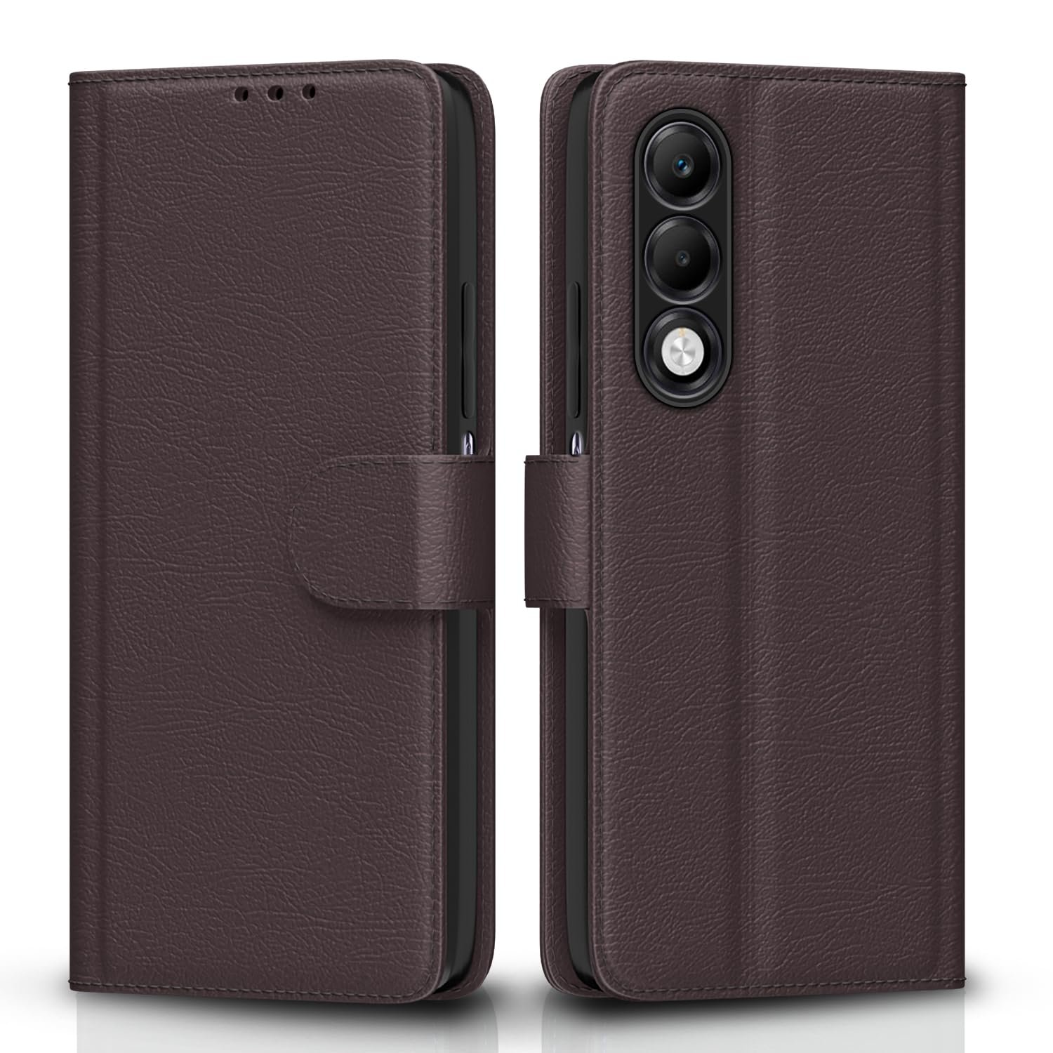 Pikkme Flip Cover for Oppo K13x 5G | Leather Finish | Shockproof with Card Pockets & Wallet Stand | Ultimate Protection Case(Coffee)