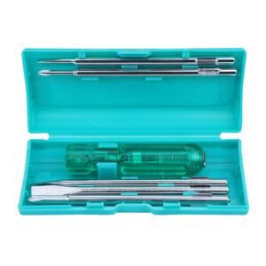 Taparia Model 802 Screwdriver Set | Neon Bulb Tester Included | Tip Sizes: 6.0×0.8mm, 3.5×0.5mm, Phillips 0, Square Poker, Phillips 1 | High-Grade Steel Blades with Comfortable Grip. DIY, Professional and Industrial use