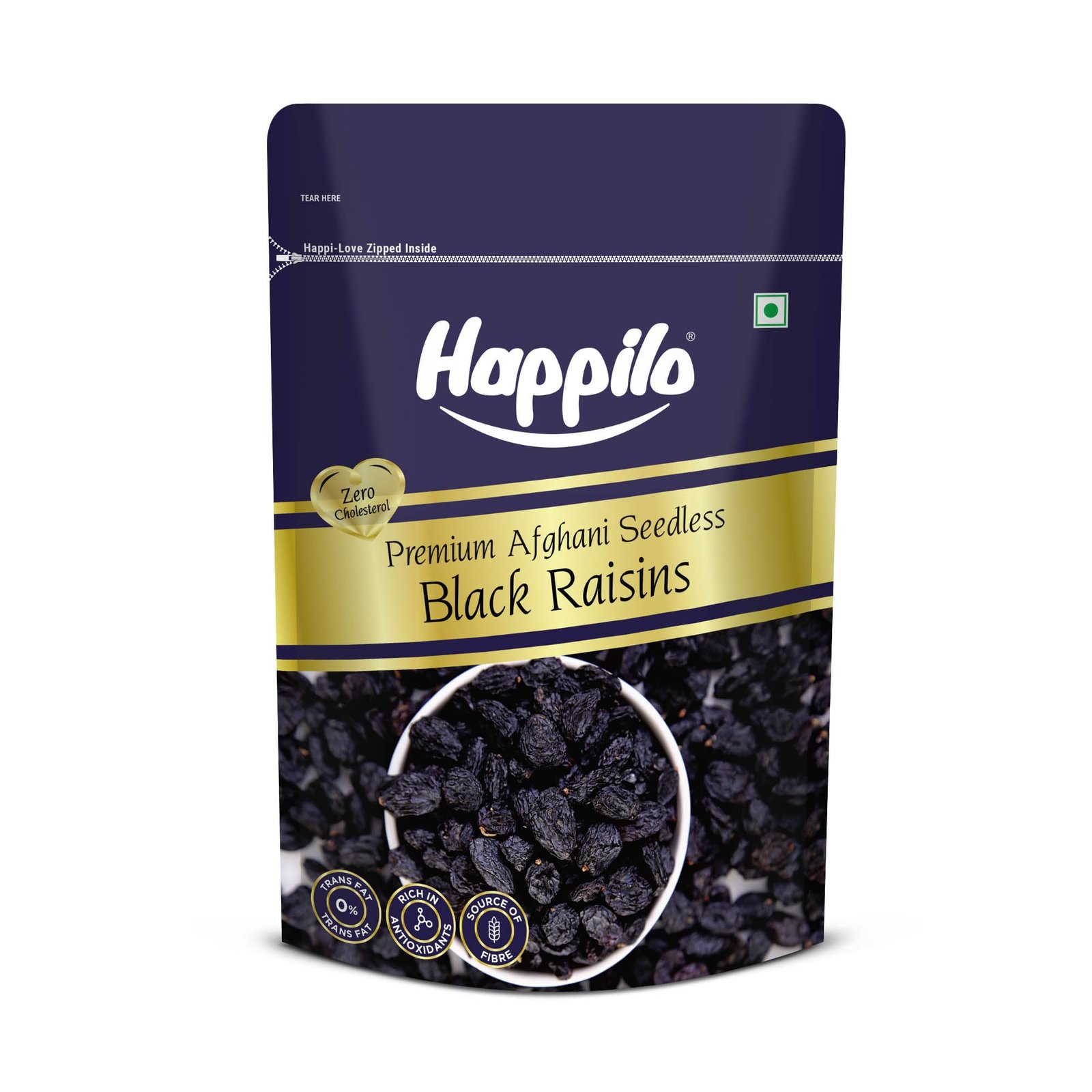 Happilo Premium Afghani Black Raisins Seedless 250g | Kali Kishmish/Kismis | Dry Fruits, Healthy Snacks | Rich in Fiber, Potassium & Antioxidants | Tasty & Nutritious