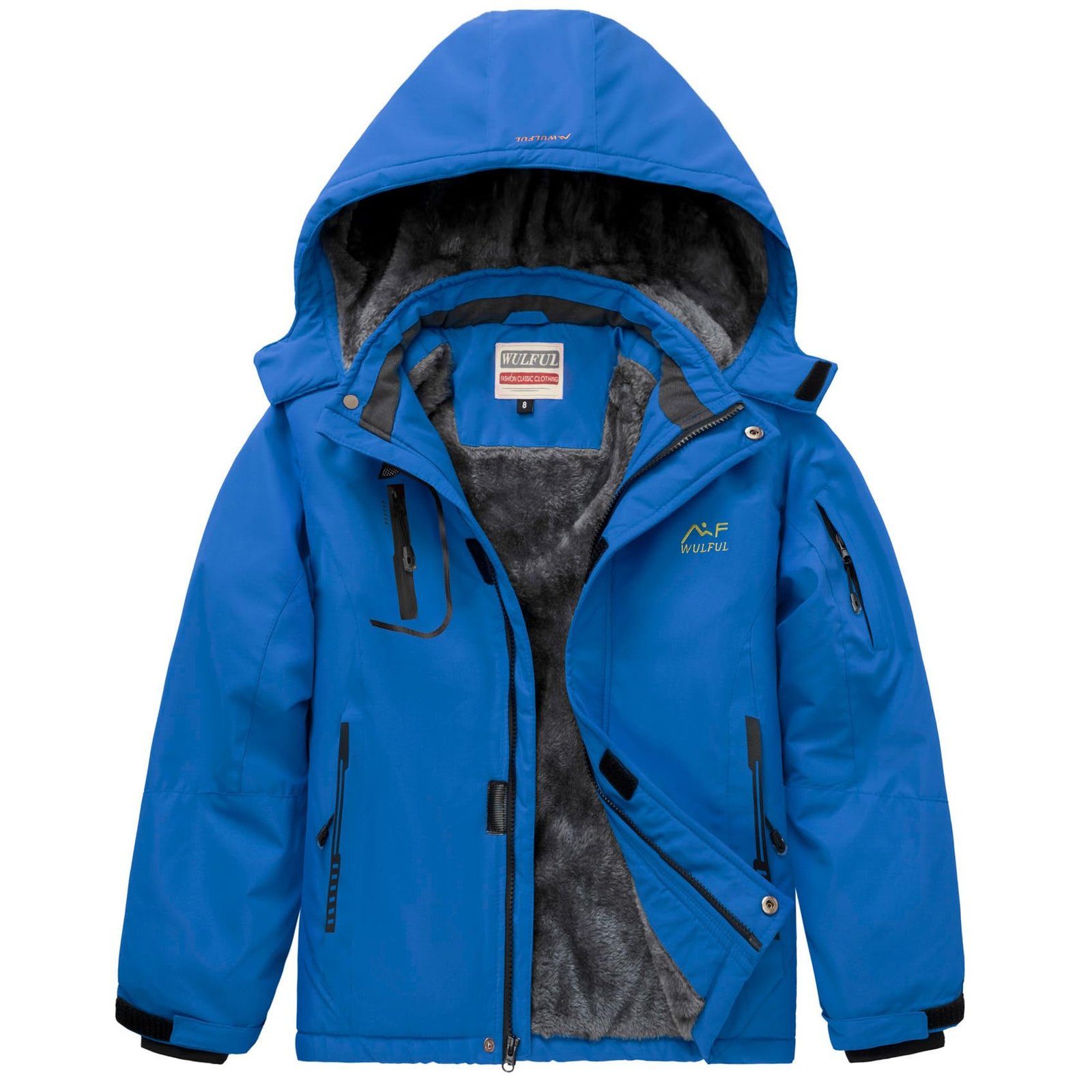 WULFUL Boy’s Waterproof Ski Jacket Warm Fleece Hooded Winter Snow Coat