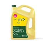 JIVO Cold Pressed Canola Oil 5 Litre | Contains MUFA | Fortified with Vitamins A & D | Cholesterol-Free Oil | Versatile Edible Oil | Ideal for Roasting, Frying, Baking & a Variety of Cuisines