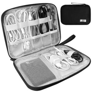 HCFGS Electronics Accessories Organizer, Travel Cable Organiser, Universal Carry Gadget Bag for USB Cable Drive, SD Card, Charger Hard Disk (Black)