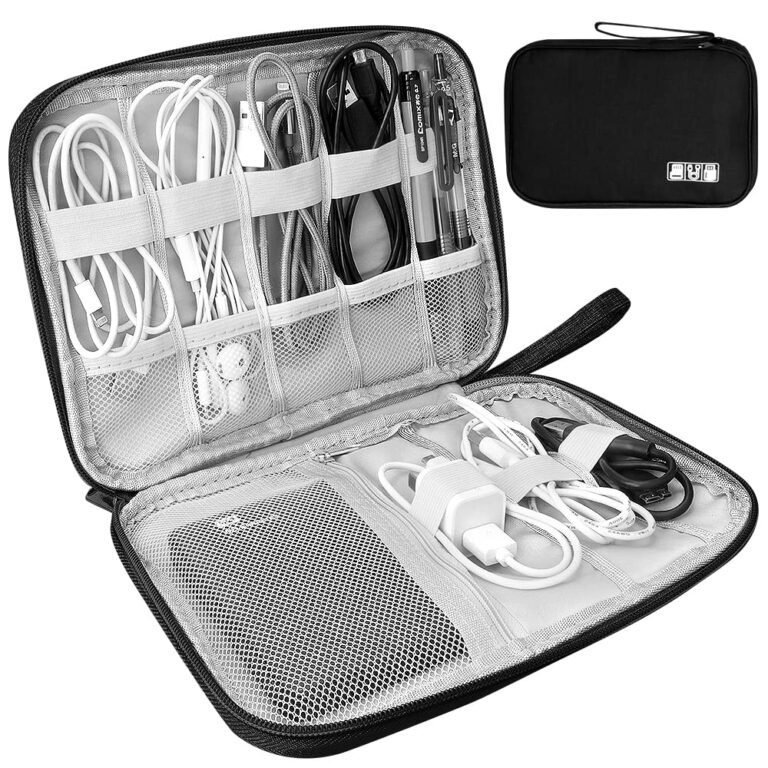 HCFGS Electronics Accessories Organizer, Travel Cable Organiser, Universal Carry Gadget Bag for USB Cable Drive, SD Card, Charger Hard Disk (Black)