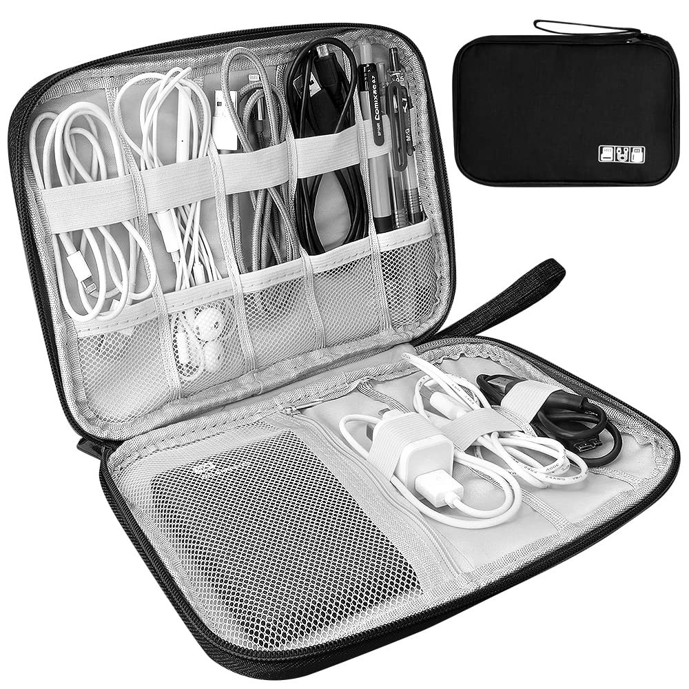 HCFGS Electronics Accessories Organizer, Travel Cable Organiser, Universal Carry Gadget Bag for USB Cable Drive, SD Card, Charger Hard Disk (Black)