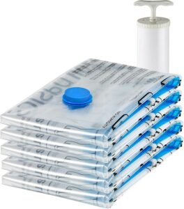 amazon basics Vacuum Compression Storage Bags with Hand Pump – Medium, 5-Pack