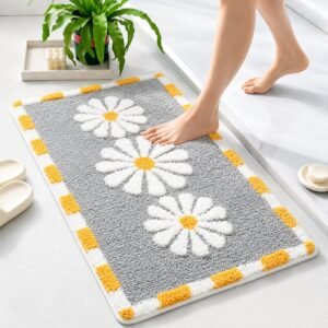 Roseate Blossom Super Soft Anti-Skid (40×60 cm) Super Absorbent Mats Microfiber 2000 GSM Mat for Bathroom/Kitchen/Door Mats for Home/Floor Mat (Grey) Pack of 1