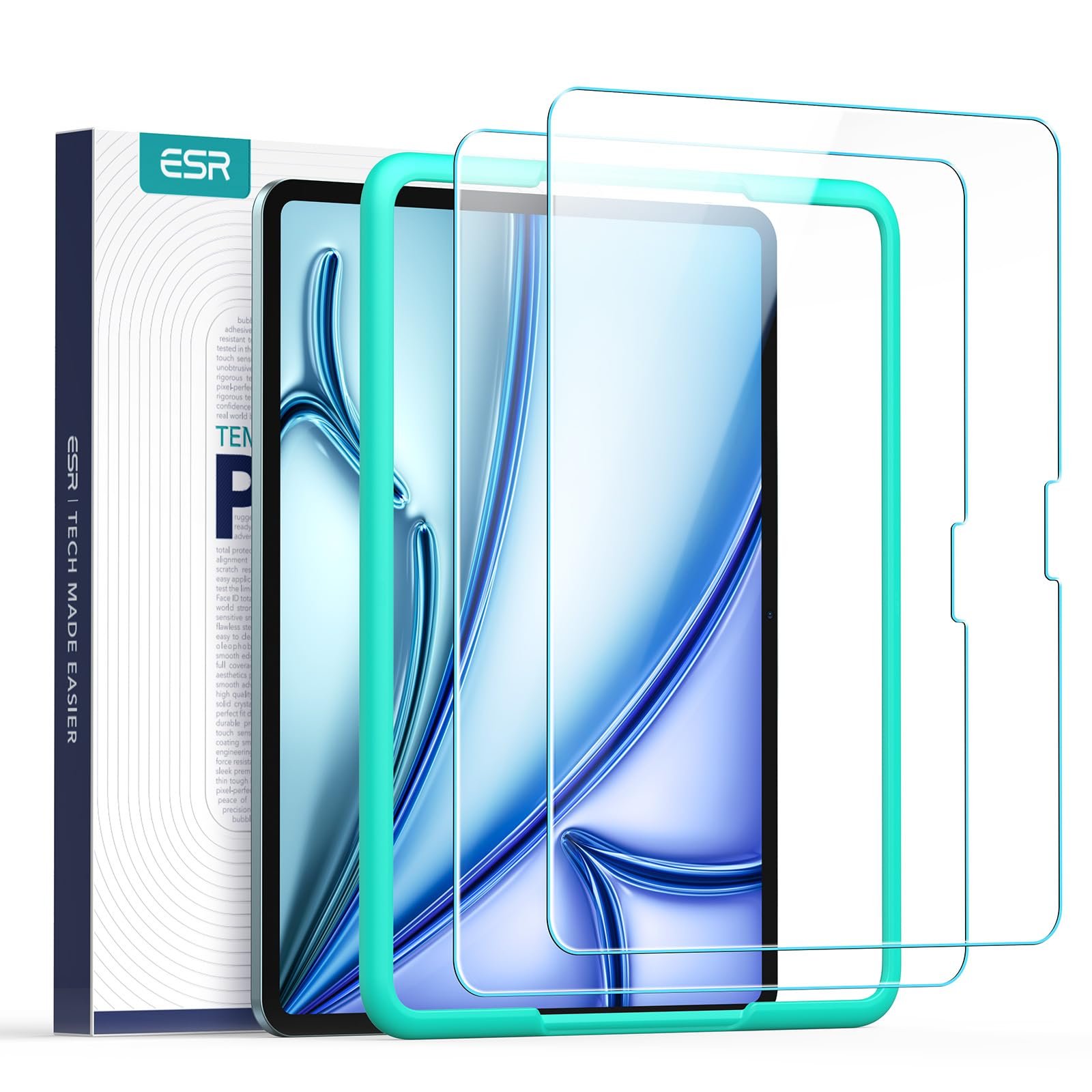 ESR 2 Pack Screen Protector for iPad Air 11 Inch M4/M3/M2, 9H
