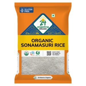 24 Mantra Organic Sonamasuri Polished Raw Rice/Sonamasoori Chawal – 5 Kg | Pack of 1 | 100% Organic | Chemical Free & Pesticides Free