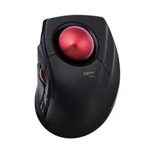 ELECOM Trackball Mouse M-DPT1MRXBK, Wired, Wireless, and Bluetooth, Gaming, High-Performance Ruby Ball, Advanced Responsiveness, 8 Mappable Buttons, Smooth Scrolling, Extra Large, DEFT PRO, Black