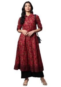 Yash Gallery Women’s Cotton Relaxed Fit Anarkali Kurta