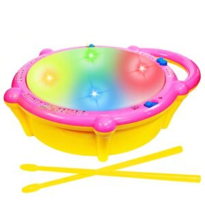 VGRASSP Flash Drum Toy with 2 Mallets for Kids | Multicolor 3D Lights | Dynamic Musical Instrument | Toy for Baby and Toddlers | Battery Operated Toy | for 2 3 4 5 6 Year Old Boys & Girls