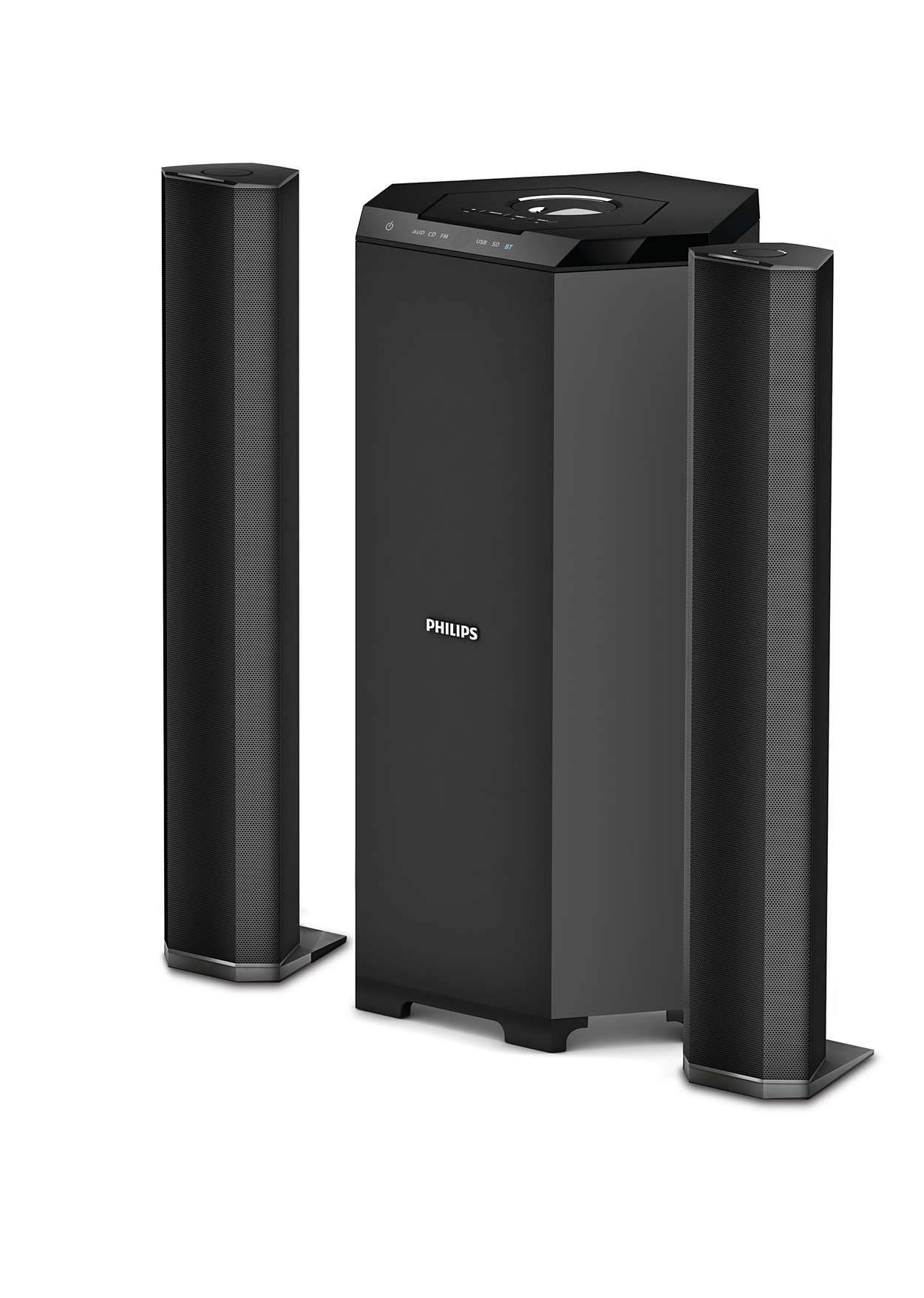 PHILIPS Convertible Soundbar MMS8085B, 2.1 Channel with Multipoint-Connectivity Option, USB in, Bluetooth Connectivity 80 Watt, Superior Sound, RiChannel bass (Black)