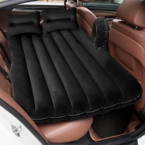 TEKCOOL PVC Car Inflatable Bed with Pump & 2 Air Pillows, Black, Standard Size for Travel, Camping, and Outdoor Use