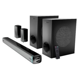 ZEBRONICS Juke bar 9550 pro 5.2 Soundbar (625 Watts), Dolby Audio, Dual Wireless Subwoofer & Wired Satellite, BT v5.3, HDMI ARC, Optical, Powerful Bass, RGB LED Lights, Wall Mountable, Silver