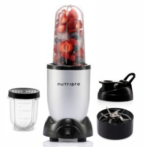 NutriPro Juicer Mixer Grinder Stainless Steel – Smoothie Maker – 500 Watts (2 Jars & 1 Blade, Silver) – 2 Year Warranty