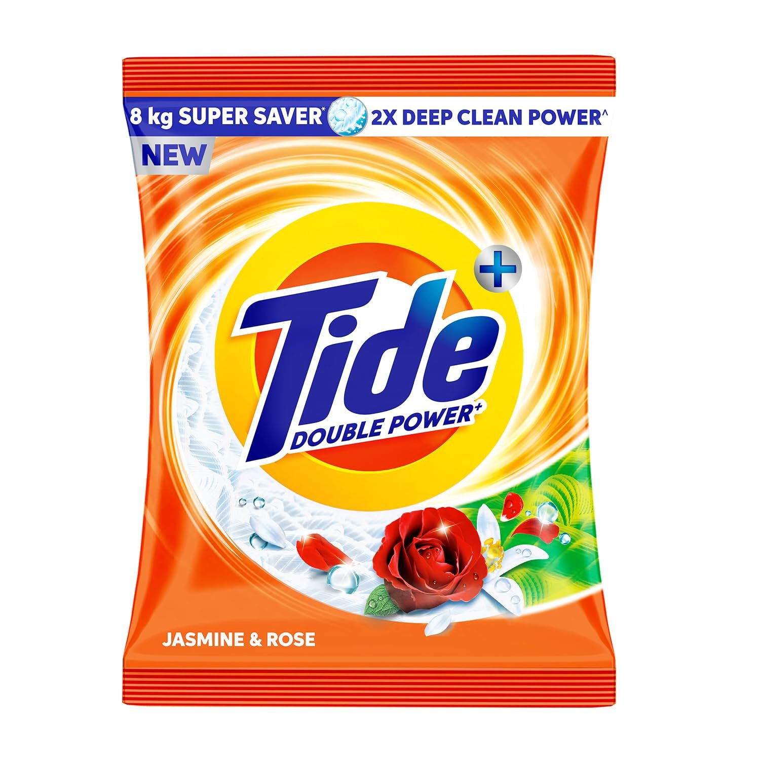 Tide Plus Detergent Washing Powder – 8kg Super Saver Pack | Jasmine & Rose Fragrance | 2X Deep Clean Power | World’s No. 1 Detergent Brand