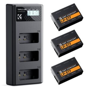 K&F CONCEPT 3-pack LP-E17 Battery and 3-slot LCD Charger, Compatible with Canon EOS RP, R10, R8, R50, Rebel T8i, T7i, T6i, SL2, SL3, EOS 200D, 250D, 77D, 750D, 760D, 800D, 8000D, Powershot V1
