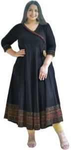 Yash Gallery Women’s Rayon Relaxed Fit Angrakha Kurta