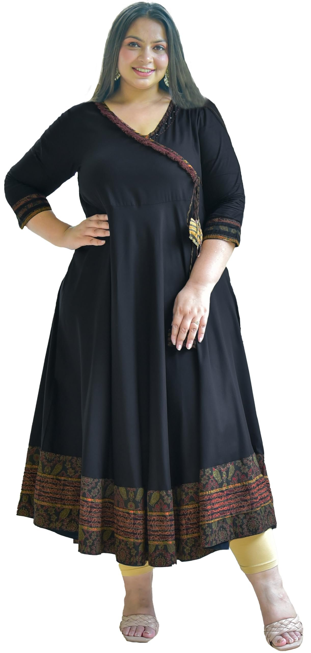 Yash Gallery Women’s Rayon Relaxed Fit Angrakha Kurta
