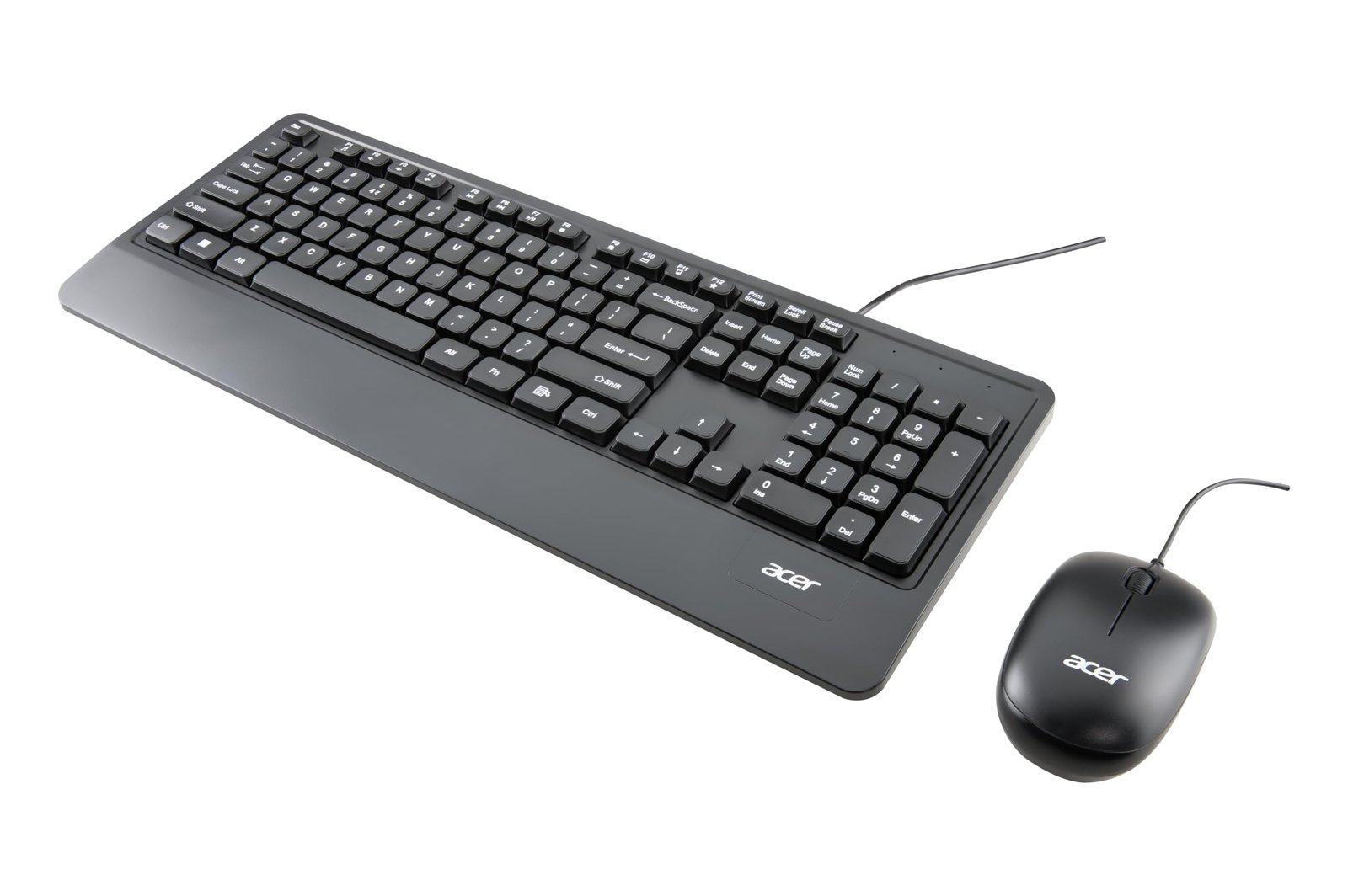 Acer PalmEase Wired Keyboard & Mouse Combo with Palm Rest |Plug & Play USB 2.0, 1600 DPI, Co-Pilot Key, Rupee ₹ Symbol | 10m Range, 10M Keystroke Life | Windows & Mac Compatible – Black