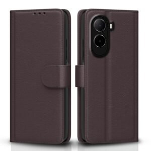 Pikkme Flip Cover for Mi Redmi A7 Pro/Poco C85x 5G / C81 Leather Finish | Inside TPU with Card Pockets | Wallet Stand and Shock Proof | Complete Protection Flip Case (Coffee)