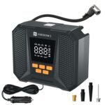 Portronics Vayu Neo 2-in-1 Corded & Cordless Tyre Inflator, 150 PSI, 3×2000mAh Battery, Digital Display, Auto Shut-Off, Type-C Charging & LED Light for Car, Bike, Cycle & Balls (Black)