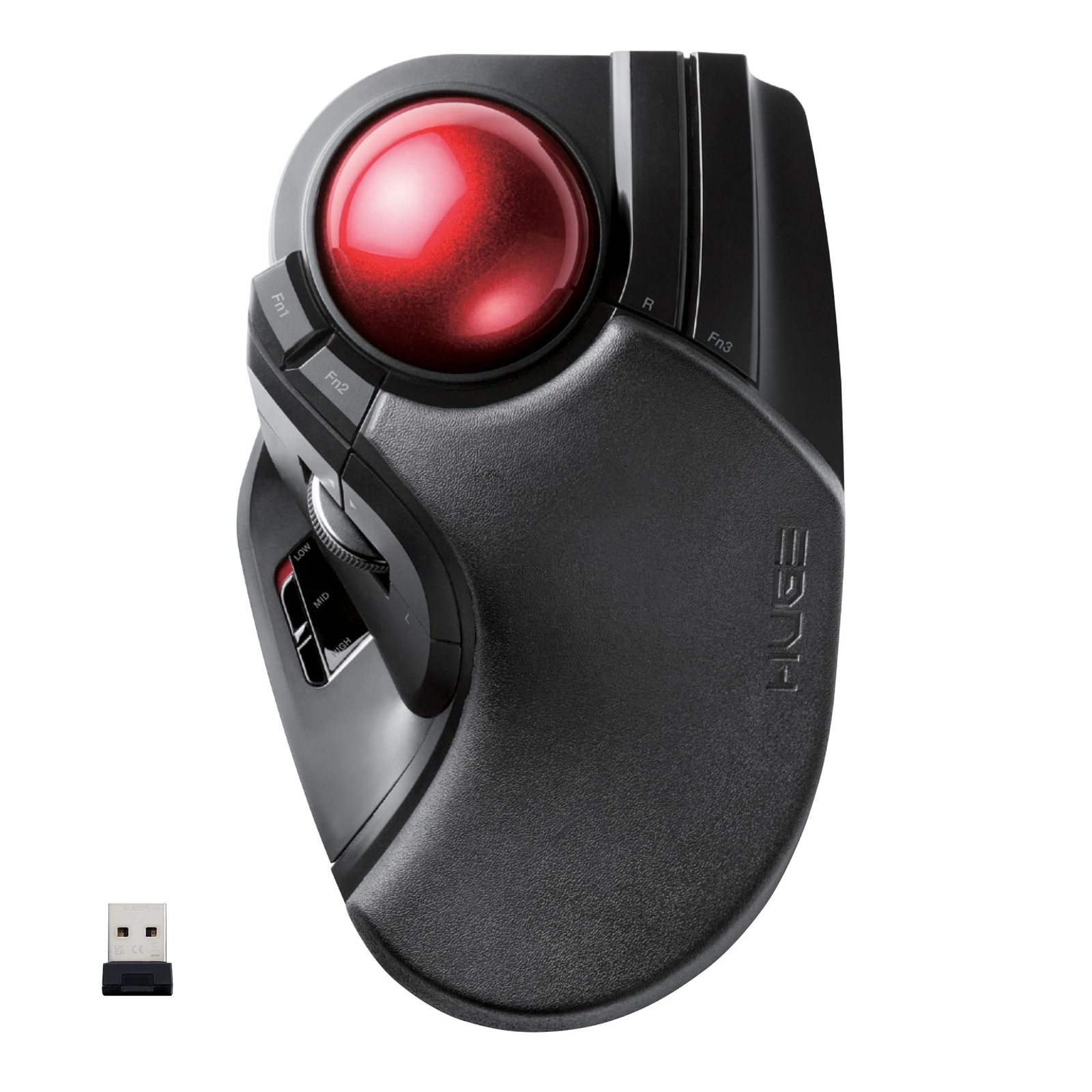 ELECOM M-HT1DRBK Wireless Trackball Mouse – Extra Large Ergonomic Design, 8-Button Function with Smooth Tracking, Black