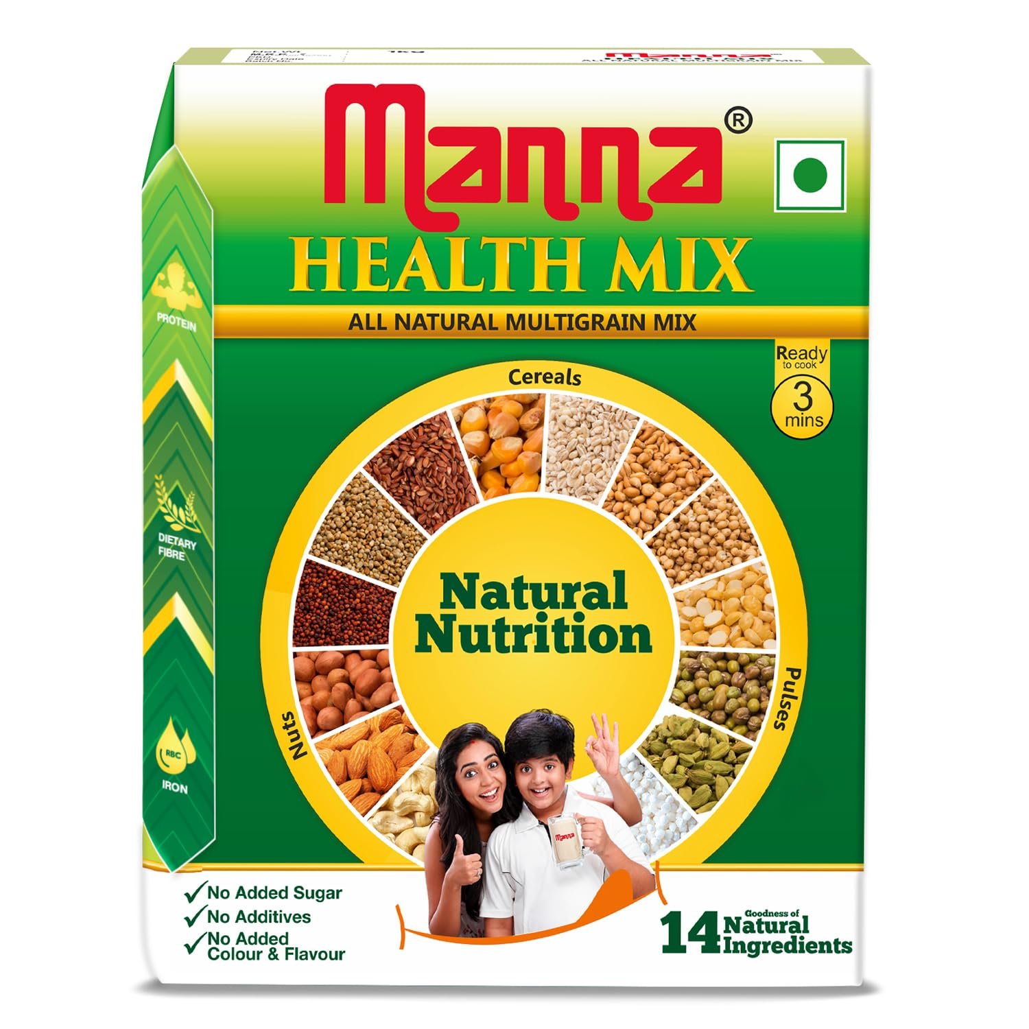 Manna Health Mix 500g, All Natural Nutrition Drink, with 14 ingredients, Zero Sugar.