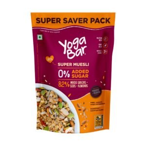 Yogabar Super Muesli, No Added Sugar, Breakfast Muesli with Probiotics & Prebiotics, 84% Whole Grains + Seeds + Almonds, 700g
