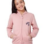 Alan Jones Clothing Girls Zipper Hooded Sweatshirt | Placement Print | Insert Pockets | Ribbed Hem | Regular Fit