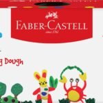 Faber-Castell Little Creatives Modelling Dough Set of 6 | Non-Toxic Super Soft Modelling Dough for Kids Aged 3+ years | Includes Plastic Knife, Roller & Character moulds on lid and base | Super Soft, Non-Sticky & Child-Safe
