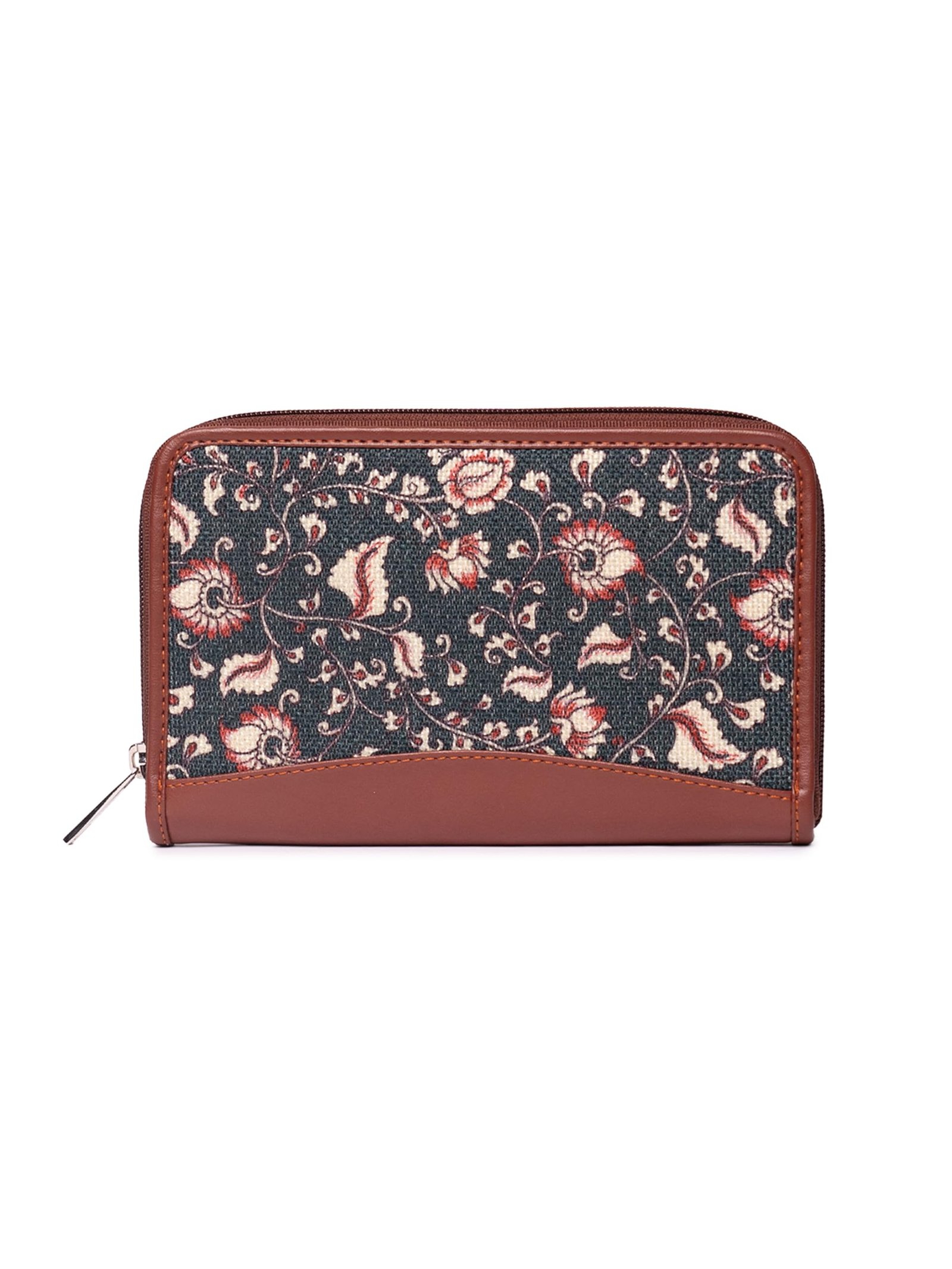 ZOUK Women’s Handcrafted Blue Kalamkari Classic Chain Wallet for Mobile Phones