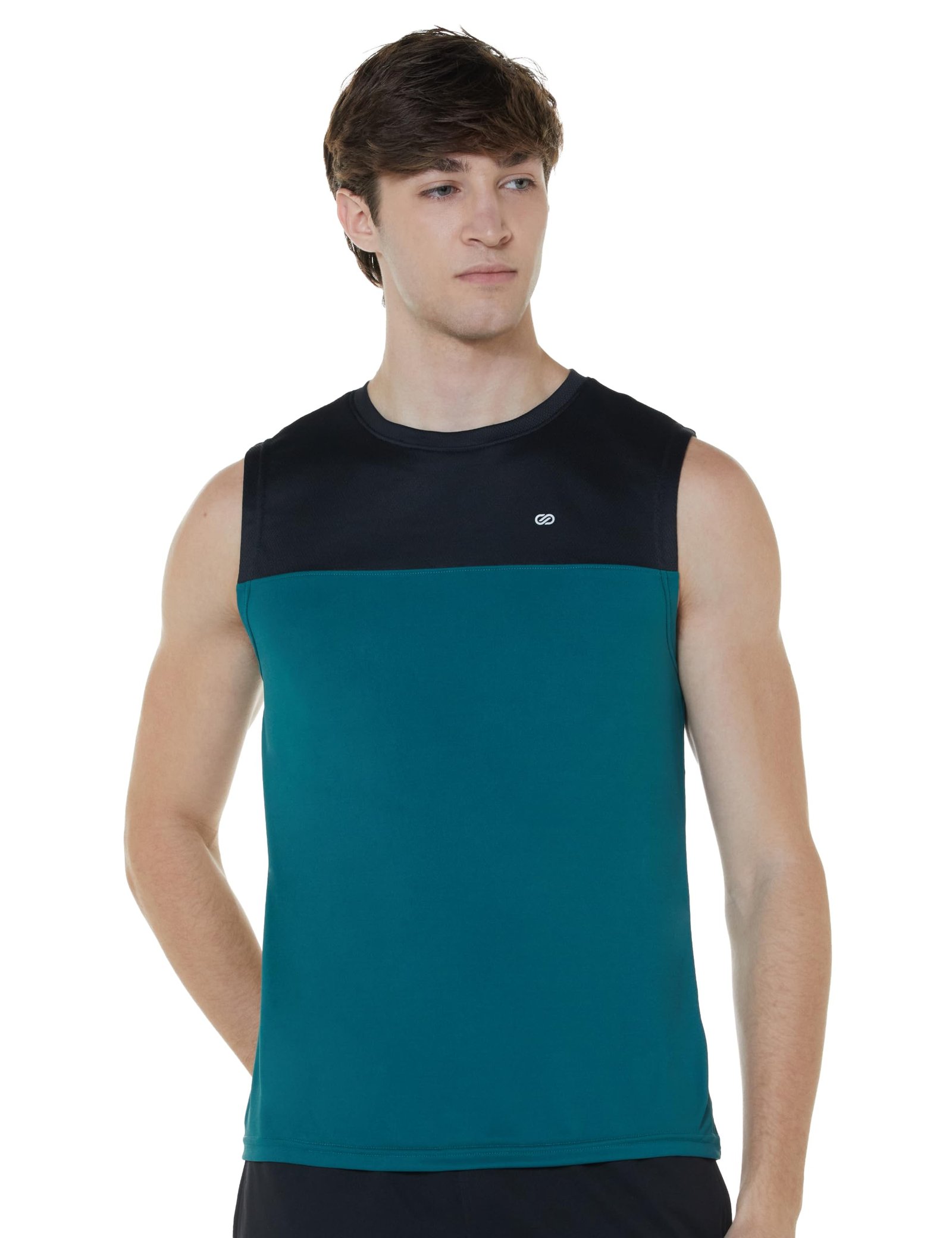 Amazon Brand – Symbol Men’s Polyester Color Block Active Regular Fit Sports | Round Neck | Sleeveless T-Shirt