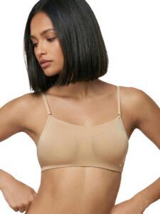 Enamor Moulded Double Layer Front Women’s Cotton Cami Bra – Detachable Slim Straps with Back Keyhole, Non Padded, Wirefree, High Coverage – A022