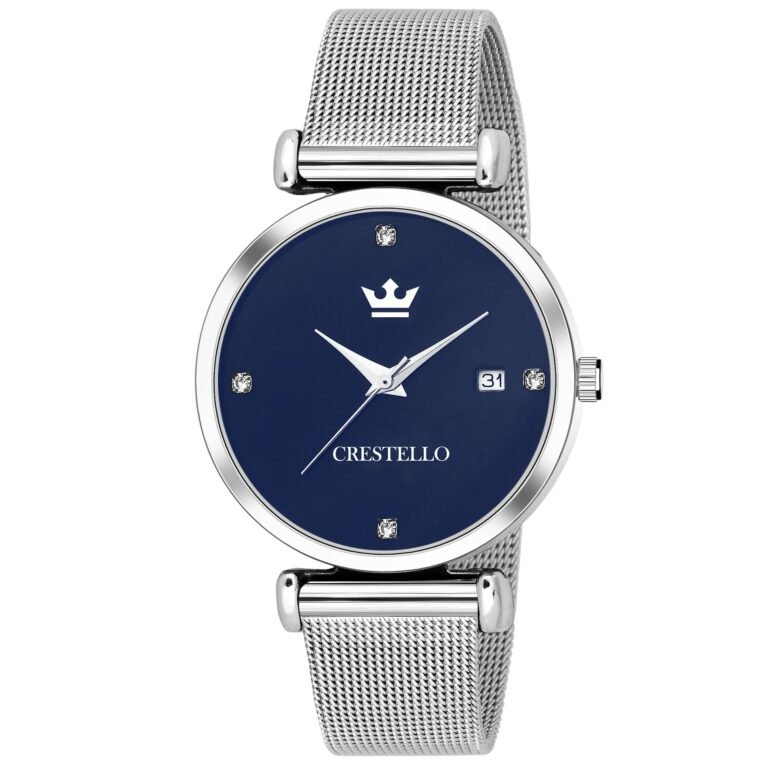 CRESTELLO L105-Blu-Ch Stainless Steel Chain Analog Wrist Watch For Women, Dial Color_Blue